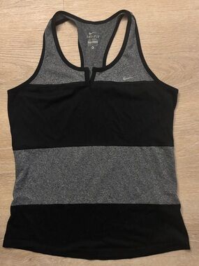 Nike Black and Gray Striped Racerback Tank